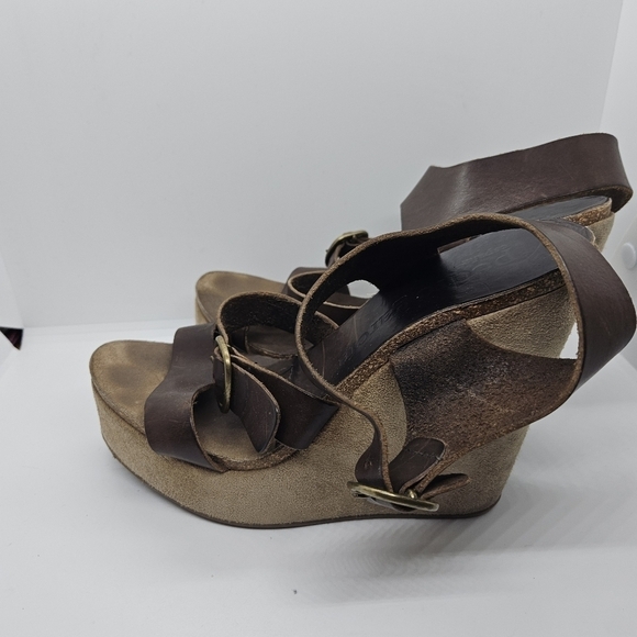 Pedro Garcia brown leather Tex wedge platform sandals EU 39.5 - Picture 5 of 12